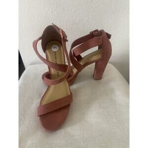 Chinese Laundry Ankle Strappy Heels Women 7.5 Blush Pink Buckle Adjustable Strap
